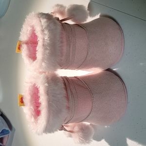 Build-A-Bear pink suede boots.